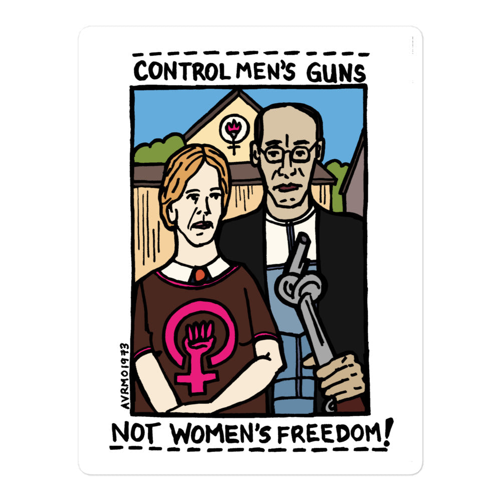 "Men's Guns, Women's Freedom" stickers